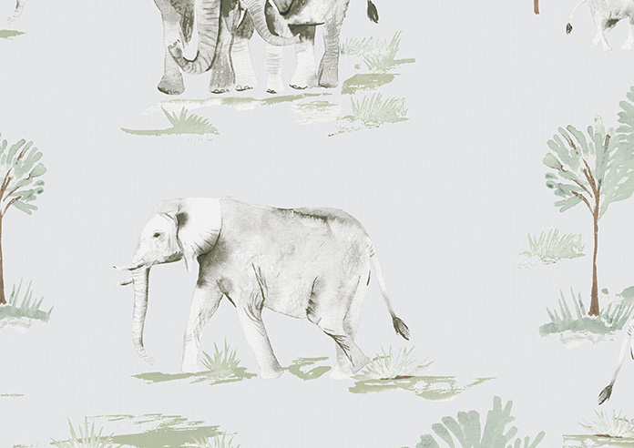 Elephant Herd, Gentle Blue - Roller Blind - Image 6